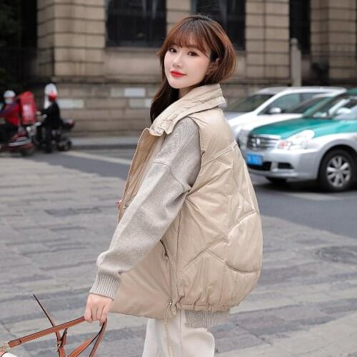 2021 Autumn Winter Women waistcost Vest Fashion sleeveless Loose style zipper Casual Winter Thick Warm padded Vest Coat