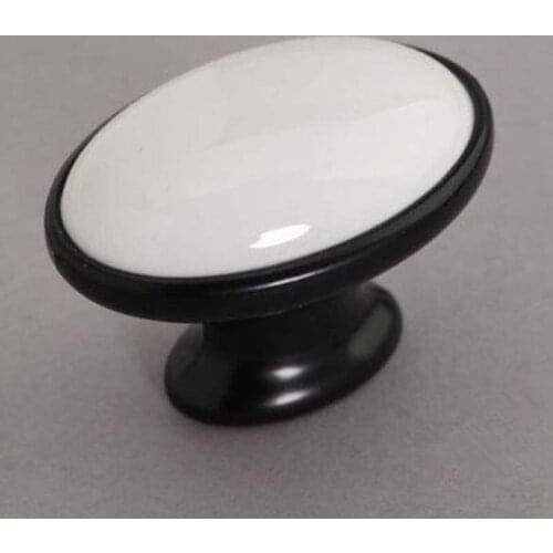 10piece/lot ) White Ceramic Cabinet Dresser Knob Drawer Pulls Handles Black Furniture door Knobs Pull Handle hardware