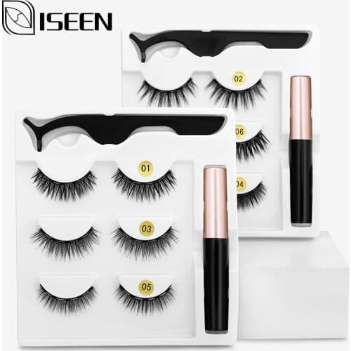 2/3 pairs Magnetic Eyelashes 3D Mink Fake Eyelash Magnet Eyeliner Mink Fake Eyelash Waterproof Liquid Tweezers Set Eyelash