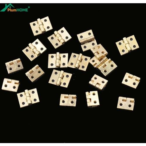 20pcs/pack Cabinet Door Hinges Furniture Accessories Brass Plated Mini Hinge Small Decorative Jewelry Wooden Box 8mm*10mm