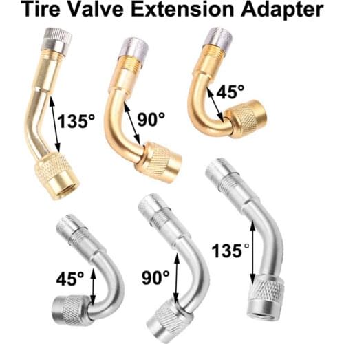 45/90/135 Degree Angle Brass Air Tyre Valves Stem with Extension Adapter for Auto Truck Motorcycle Bicycle Car Accessories