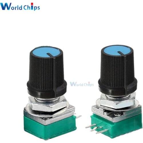 5 set 6mm 3 pin Knurled Shaft Single Linear B Type B10K 10K ohm Rotary Potentiometer with Knob Cap Black 3PIN 3P for Arduino