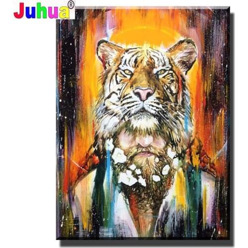 The Tiger Man Full,Square,Round,5d Diy,Abstract Diamond Painting Mosaic picture diamond embroidery,Animal,home Decor