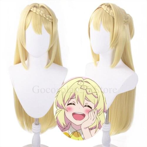 Anime Slime 300 Cosplay Azusa Wig Ponytail Blonde Long Braided Synthetic Hair Adult Role Play Slime Taoshite 300-nen Level Max