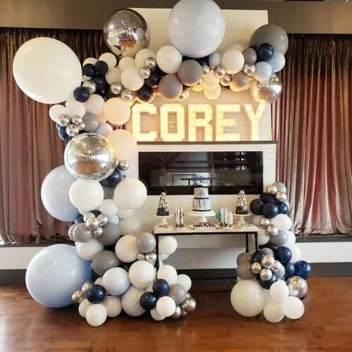 White Gray Macaron Balloons Garland Arch Kit for Birthday Wedding Baby Shower Decoration Balloons Chain Set Party Background