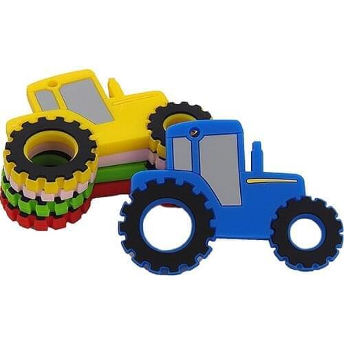 Chenkai 10PCS Silicone Car Shaped Teething Baby Portable Shower Chewing Pendant Food Grade Nursing Sensory Necklace Accessories