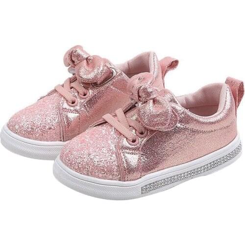 Child girls shoes baby casual shoes lounged cotton spring sports shoes autumn new childrens sneakers fashion bow Sequin Single