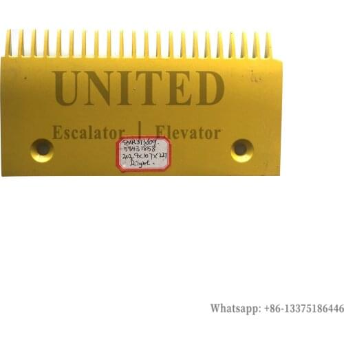 Escalator Yellow Plastic Comb Plate SMR313609 57431858 L202.9mm W107mm Hole Space 145mm 22Teeth RIGHT