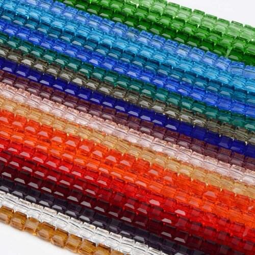 1strand 90pcs 8mm Faceted Crystal Cubic Square Beads of Glass Loose Beads for Jewelry Bracelet And Necklace Making