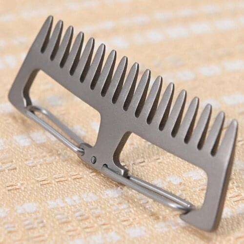 Hair Comb Mini Climbing Carabiner Anti-static Titanium Portable Hanging Buckle Comb for Outdoor Travel