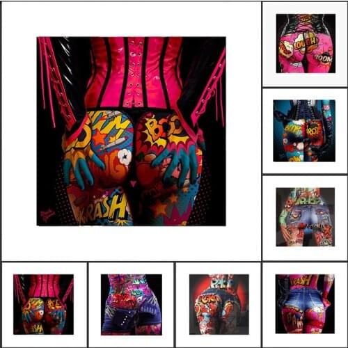 Sexy Ass Art Canvas Painting Pop Graffiti Posters and Prints Wall Art Picture Prints Colorful Pictures for Room Decor Cuadros