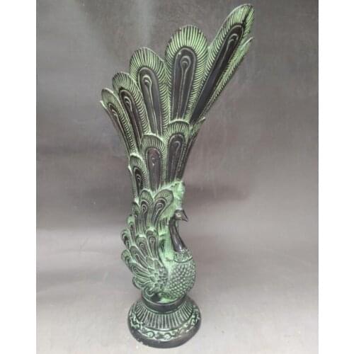 China bronze peacock vase crafts statue