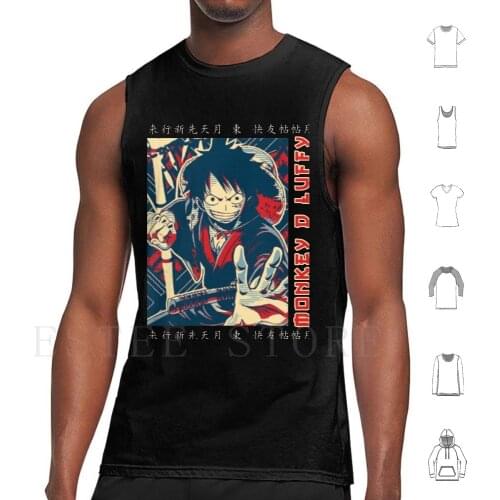 Monkey D Luffy Tank Tops Vest Sleeveless Monkey D Luffy Luffy Anime Hat Pirates