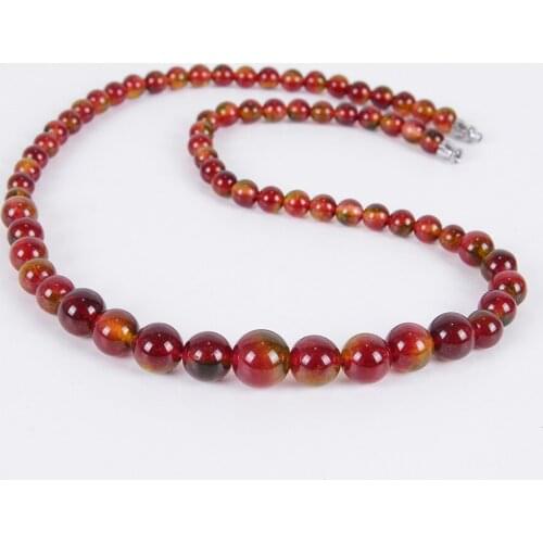 Fashion Round Bead Red Jad Necklace Natural Stone 6-14mm Yoga Balance Reiki Healing Women Jewelry J004