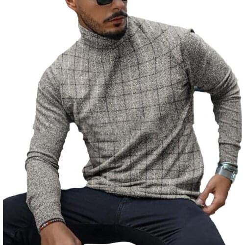 2021 Men Slim T-shirt Turtleneck Street Wear All Match Good Quality Slims Fit T-shirt Spring Fashion Casual Tee Shirt