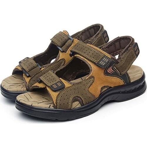 Mens Sandals Genuine Leather Sandals Summer 2021 New Beach Men Casual Shoes Outdoor Sandals Mens Shoes Designer Plus Size 38-46