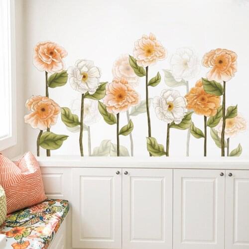 Pastoral style Yellow and white flowers wall sticker Living room bedroom for home decoration mural removable wallpaper stickers