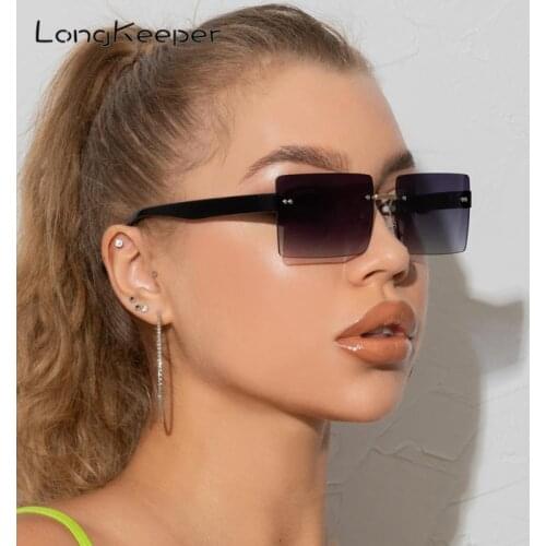 Fashion Rectangle Sunglasses Women Vintage Rimless Square Sun Glasses Ladies Luxury Brand Gradient Shades zonnebril dames