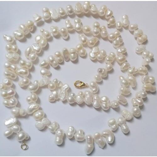 125cm 80cm 30'' 50'' 13mm white baroque doublle Pearl necklace gold clasp natural Freshwater PEARL Women Jewelry 17'' 43cm