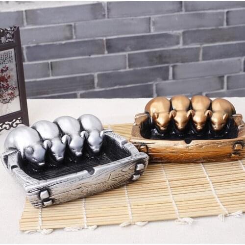 Resin Decoration Chinese Pig Portable Ashtray Creative Living Room Desktop Decoration Gifts To Send Boyfriend ashtray mold
