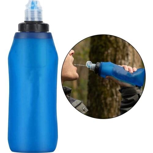 Collapsible Outdoor Survival Water Bottle with Filter Compact Personal Purifier Filtration Travel