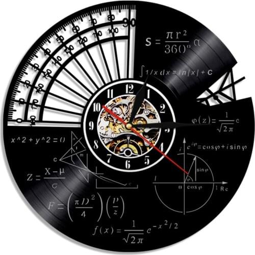 Mathematical Formula Vintage Vinyl Record Wall Clock Retro Classroom Home Wall Art Decor Vinyl Clocks Wall Watch 12 inch
