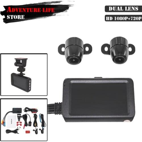 Motorcycle DVR Front+Rear View Dash Cam Video Recorder Motorbike Dual Lens Night Vision Waterproof Camera 32GB HD 1080P+720P