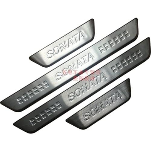 High quality stainless steel Scuff Plate/Door Sill Protector Sticker Car Styling For 2015-2018 HYUNDAI SONATA (4pc)