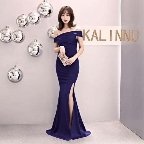 Women Elegant Long Dress Sexy Satin Off The Shoulder Mermaid Dresses Fashion Ladies Slim Evening Party Vestidos Robe De Soiree