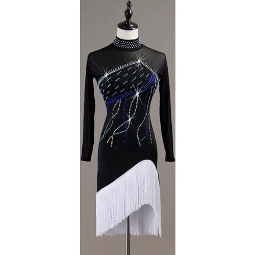 Latin Dance Dress Elegant Tassel Long Sleeve Women/Female/Ladies Rumba/Samba/Tango Professional Competition Dance Clothes DQL265