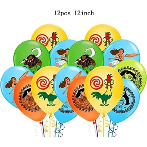 10/12pcs Cartoon Princess Moana Theme Balloons Birthday Party Decoration Air Latex Balloon Baby Shower Sea Girl Birthday Toys