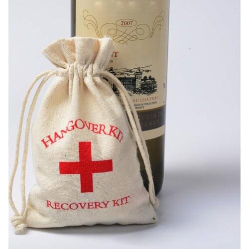 10pcs Hangover Kit Wedding Souvenirs Holder Bag 4"x6" Cotton Gift First Aid Gift Bags Party Favors For a Holiday Hand Made
