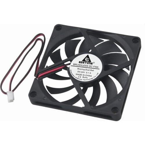 20Pcs/Lot GDSTIME 2 Pin 80mm 80x80x10mm 8010 8cm Dual Ball Bearing Brushless DC 24V PC Case Cooler Fan Black