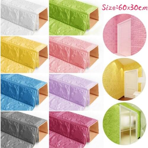 3D Brick Wall Tile Stickers Waterproof Wallpaper Decor Anti-collision PE Foam Wallpaper Living Room DIY Background 60*30cm