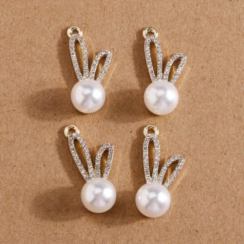 4pcs 10*25mm Cute Crystal Rabbit Ear Charms Pendants for DIY Jewelry Making Necklaces Drop Earrings Handmade Crafts Supplies