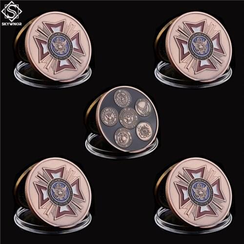 5PCS USA Military Army Navy USMC USAF USCG Department of Defense Serving Around The World With Pride Coin Collectibles