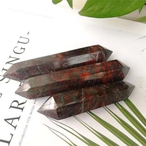 8-10cm High Quality Natural Blood Stone Crystal Obelisk Quartz Double Point Specimen Healing For Home Decoration Gifts