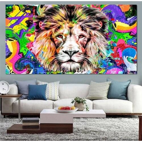 Abstract color,animals,5D diy diamond painting Lion Face cross stitch diamond embroidery mosaic beads picture full drill EE2038