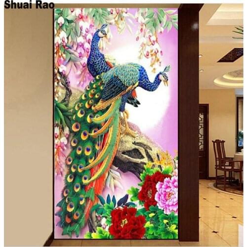Diy full square round diamond Peony Peacock diamond painting full square/round drill diamond embroidery China style landscape