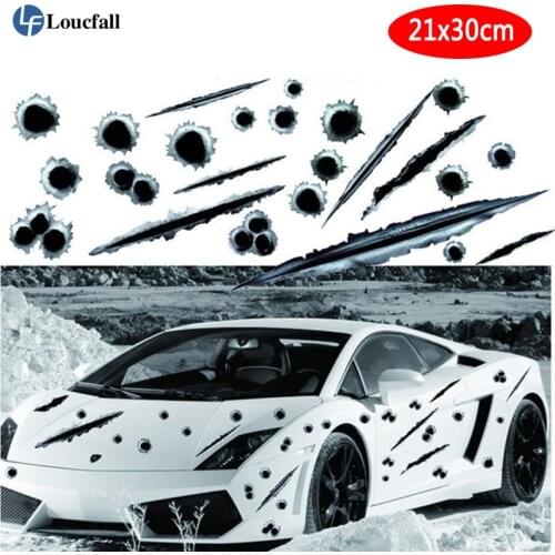 Simulation car bullet hole crack car sticker 3D Bullet Hole Funny Decal Car-Scratch Bullet Hole Waterproof Stickers new