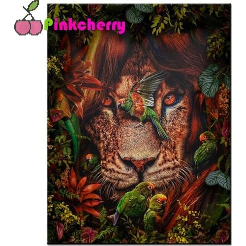 African Lion Bird diamond painting,full,square,round diamond embroidery Animal Leaves,mosaic diamond diy handwork puzzle k1087