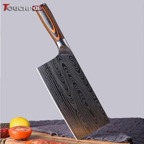 Chinese Butche Cleaver Knife Kitchen Chef Knife 5Cr15 Stainless Steel Razor Sharp Slicing Knife Meat Chopping Knife Wood Handle