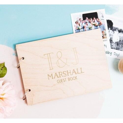 Personalised Initials Wedding Wedding Memory Book - Wedding Book - Wooden Guest Book - Engagement Gift - Wedding Guest Book