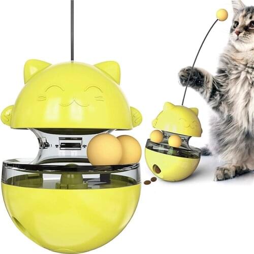 Cat Tumbler Toys Food Dispenser Slow Feeder for Cat and Kitten Exercise Anxiety Ease Interactive Training Fun Cat Stick Toys
