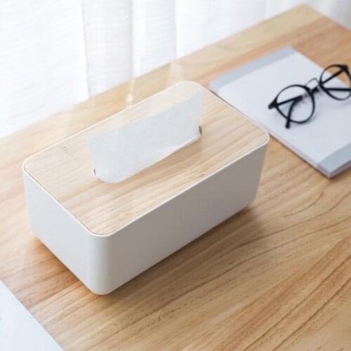 Tissue Box Wooden Cover Toilet Paper Box Solid Wood Napkin Holder Case Simple Stylish Tissue Paper Dispenser Home Car Organizer