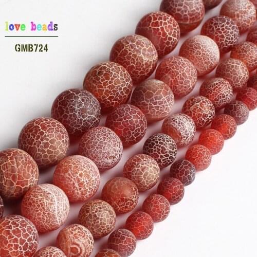 Red Frosted Agates Onyx Round Loose Beads for Jewelry Making Diy Bracelet 15 inches Pick Size 6/8/10/12mm