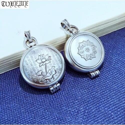 Handmade 999 silver Tibetan Gau Box Pendant Pure Silver the Buddhist Heart Sutra Pendant Buddhist Prayer Box Pendant