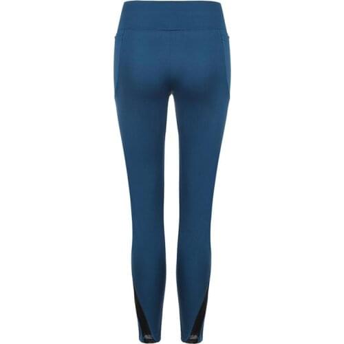 Solid Color Women Yoga Pants Mesh Patchwork Fitness Leggings High Waist Activewear Gym Leggings With Phone Pocket Running Pant