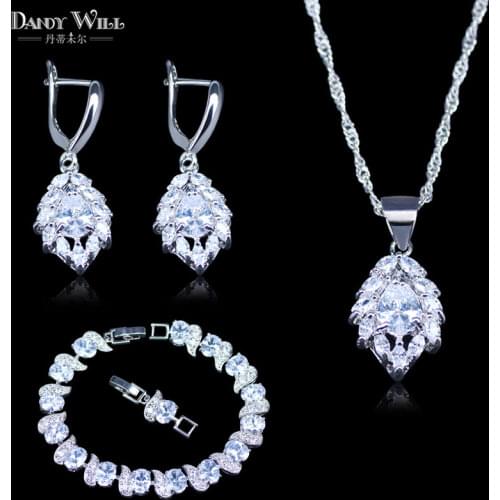 Best Love Present For Lady/Women Silver Color Jewelry Sets For Women Australian Crystal White Zircon Jewelry Bracelet
