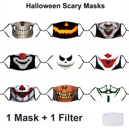 Halloween Party Scary Masks Cosplay Horror Clown Mask Funny 3D Fashion Printing Grimace Skull Washable Activated Carbon Cover